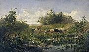 Gerard Bilders Cows at a pond painting